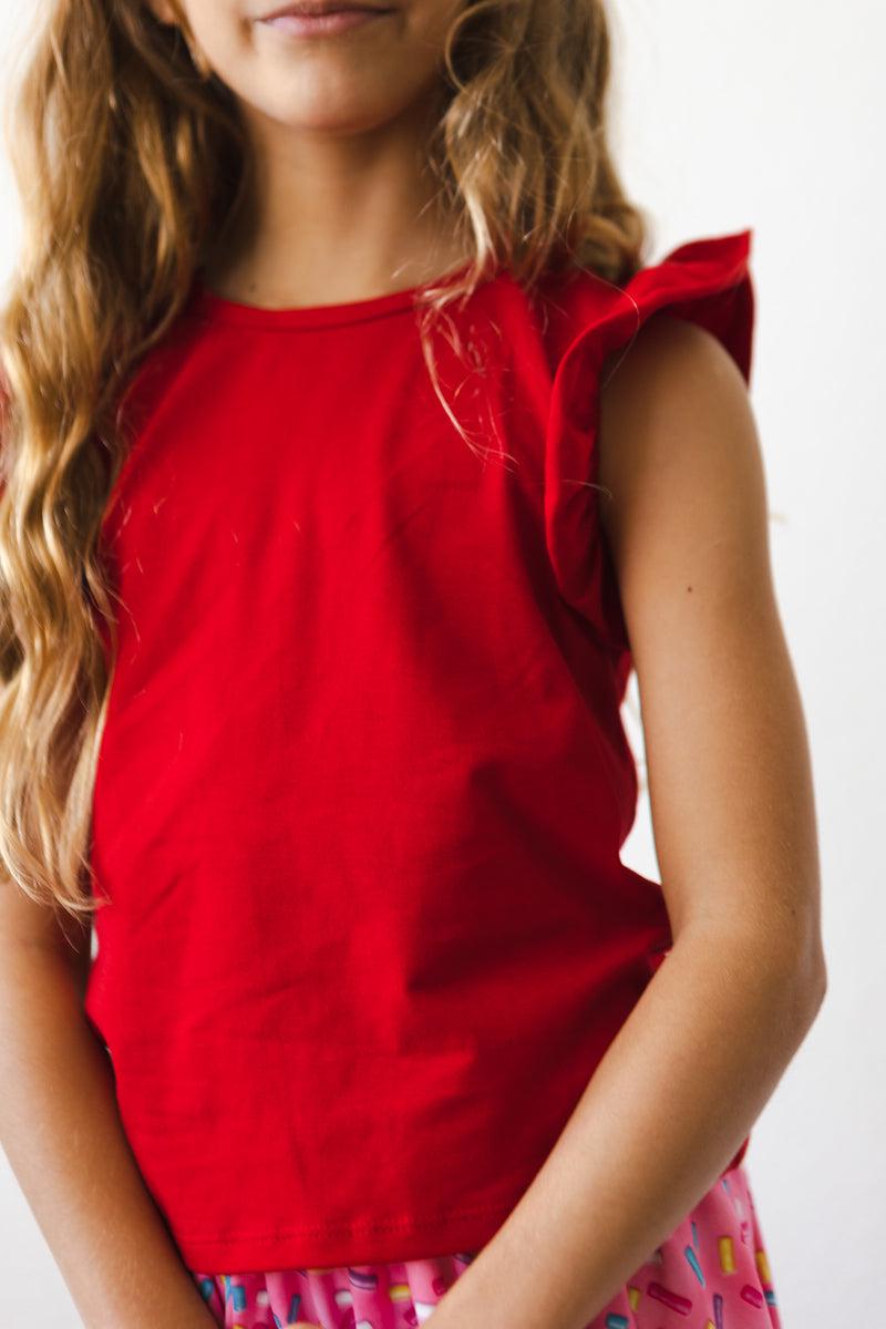 Red S/S Ruffle Tee 5