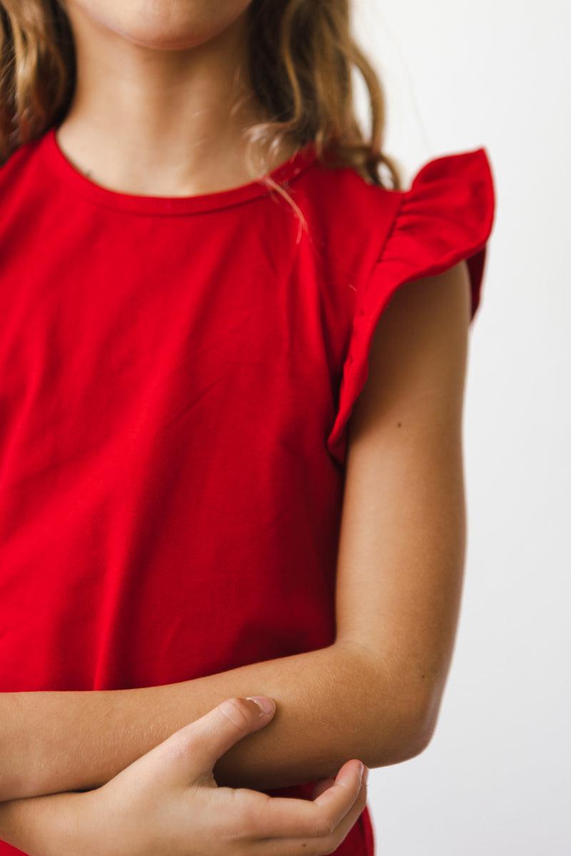 Red S/S Ruffle Tee 7