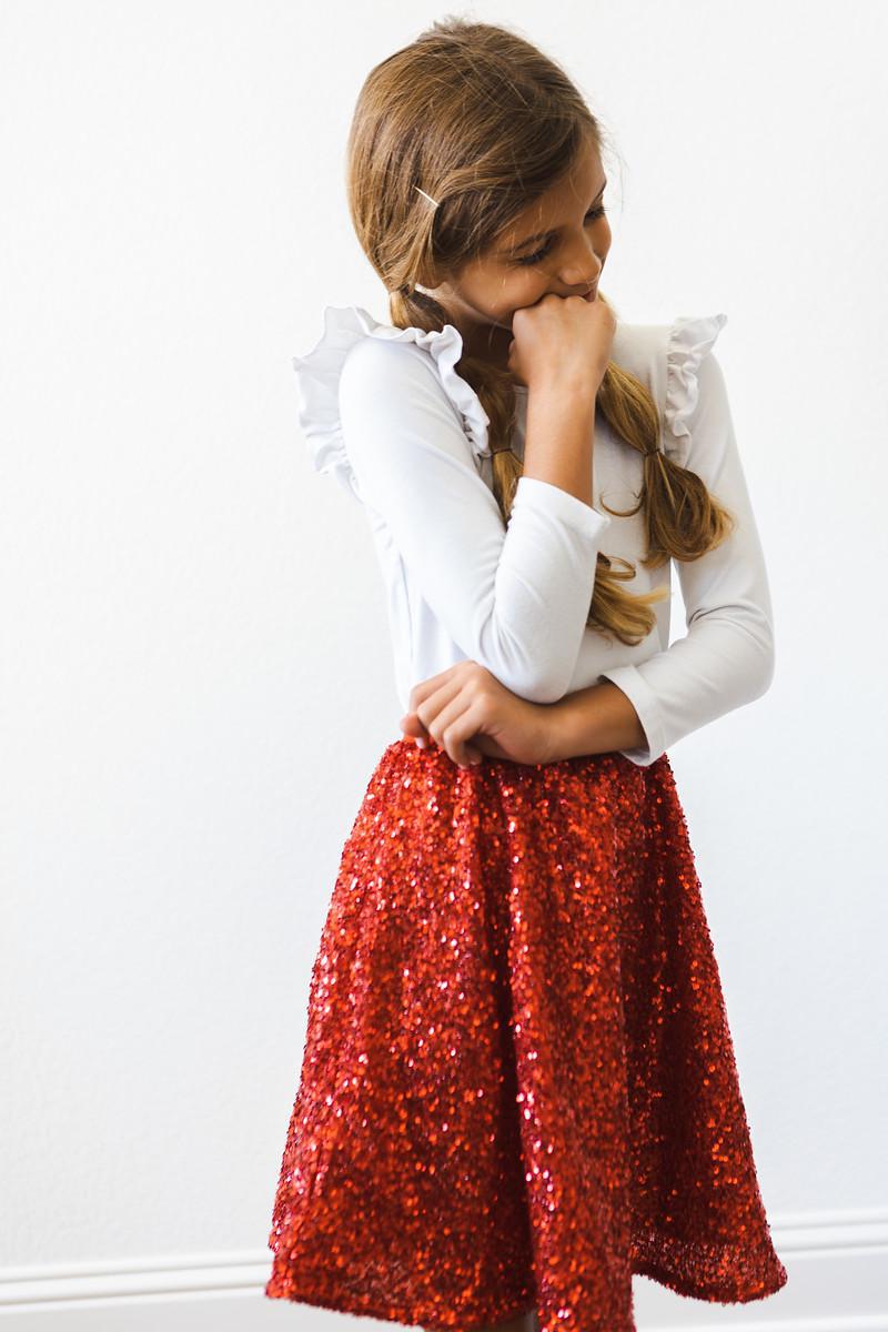 Red Sequin Twirl Skort 10