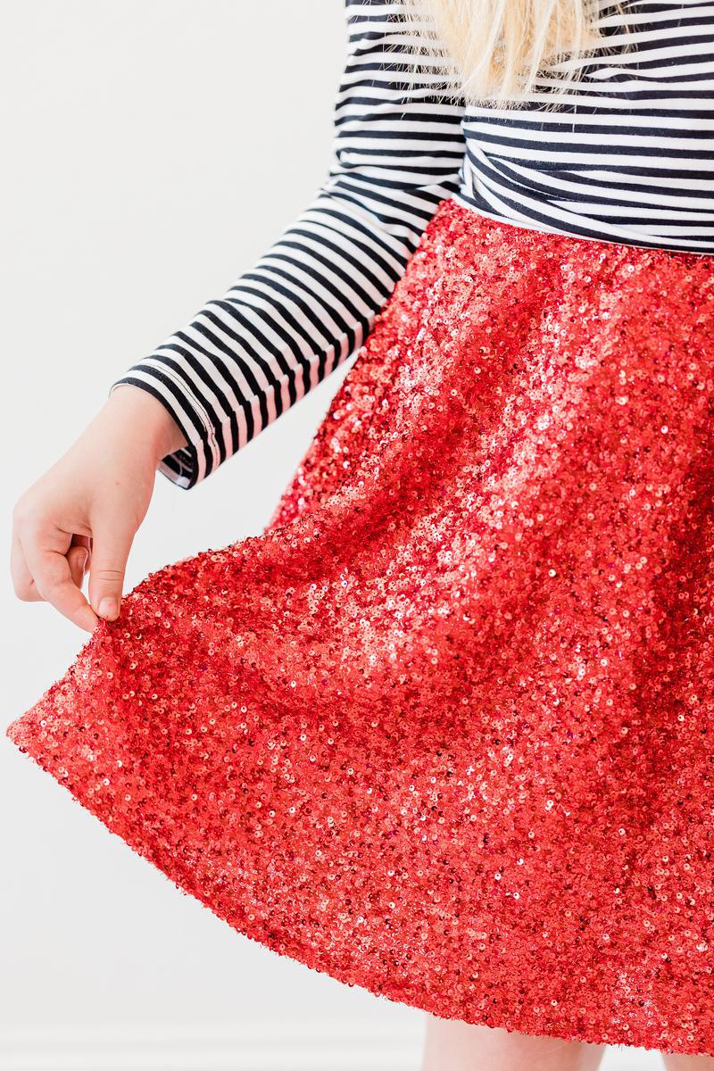 Red Sequin Twirl Skort 5