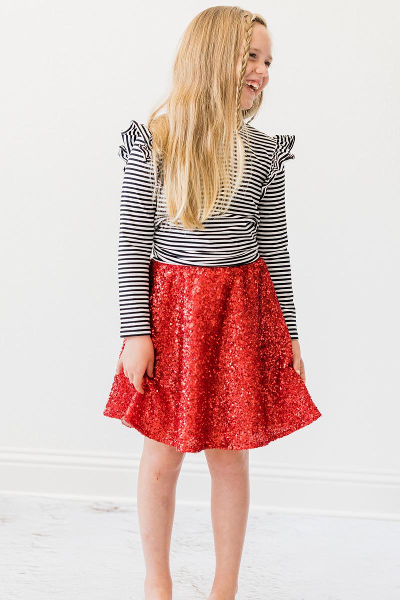 Red Sequin Twirl Skort 6