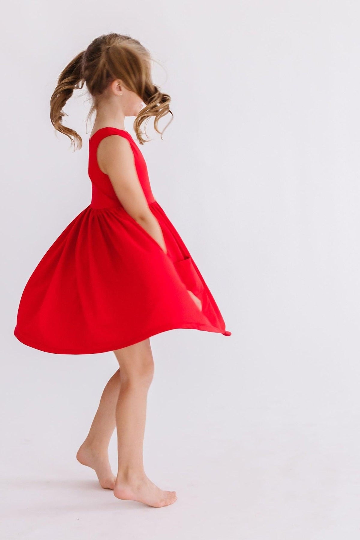 Red Tank Pocket Twirl Dress 3