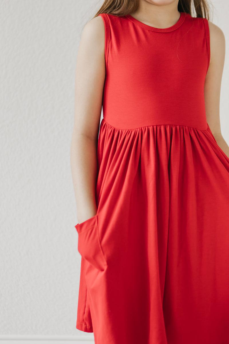 Red Tank Pocket Twirl Dress 4