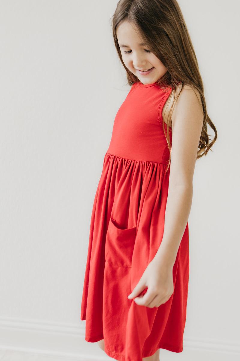 Red Tank Pocket Twirl Dress 6