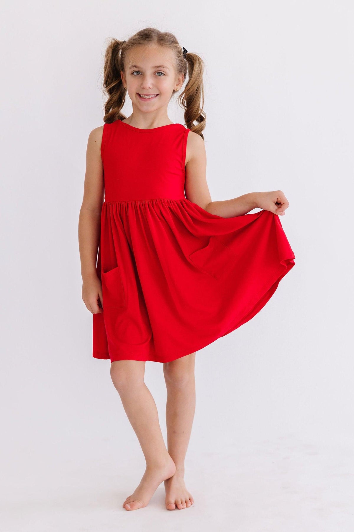 Red Tank Pocket Twirl Dress 1