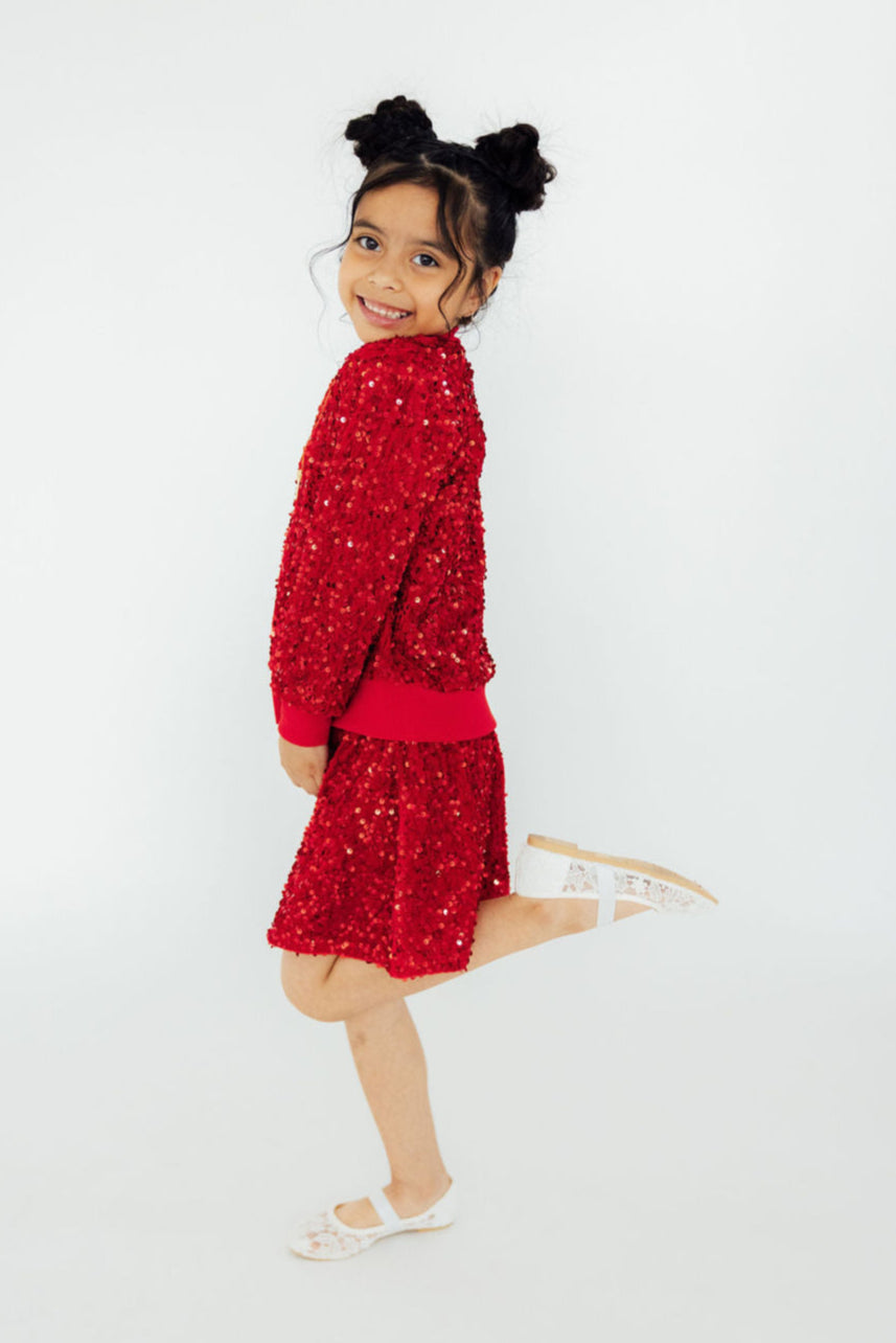 Red Velvet Sequin Twirl Skort 3