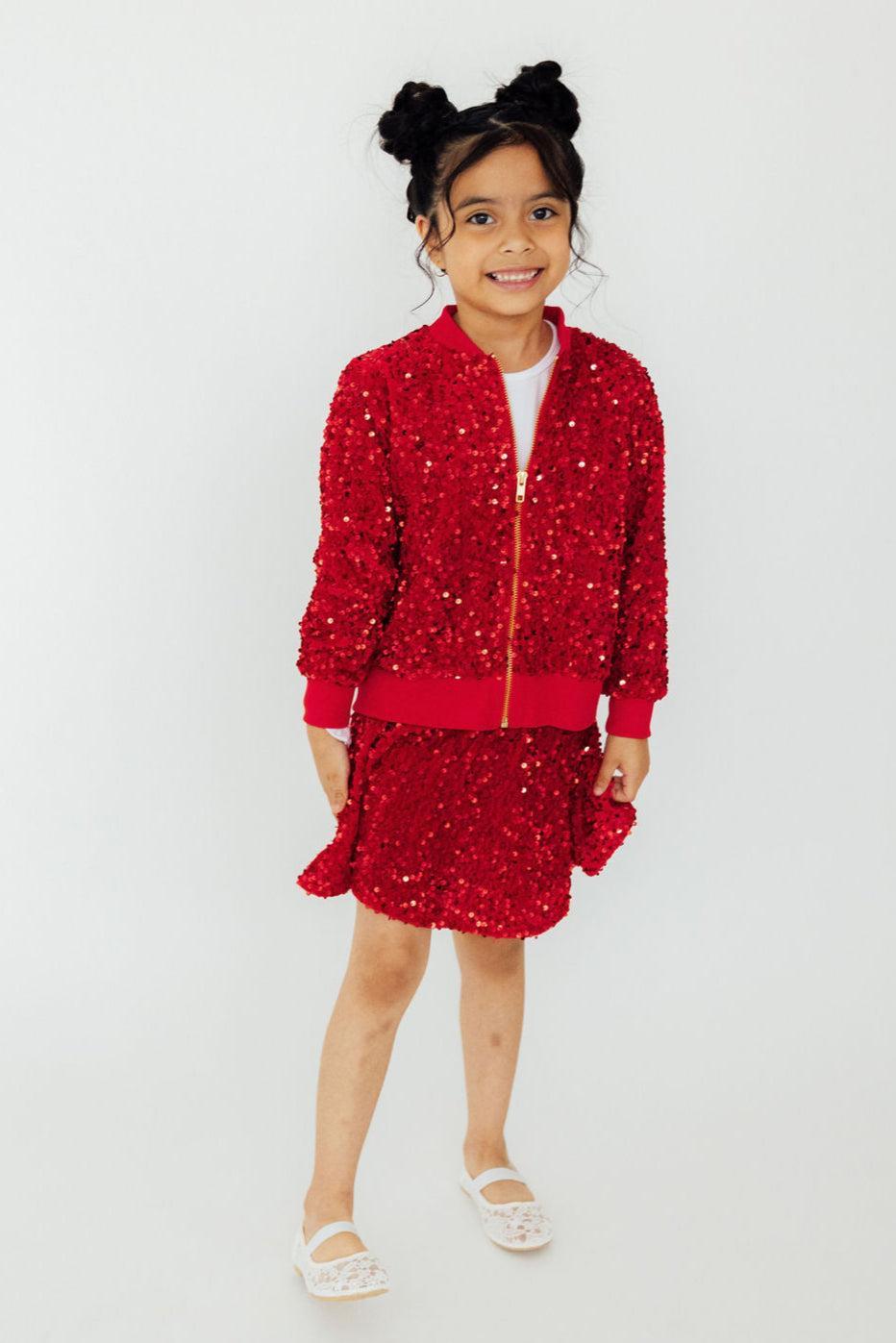 Red Velvet Sequin Twirl Skort 4