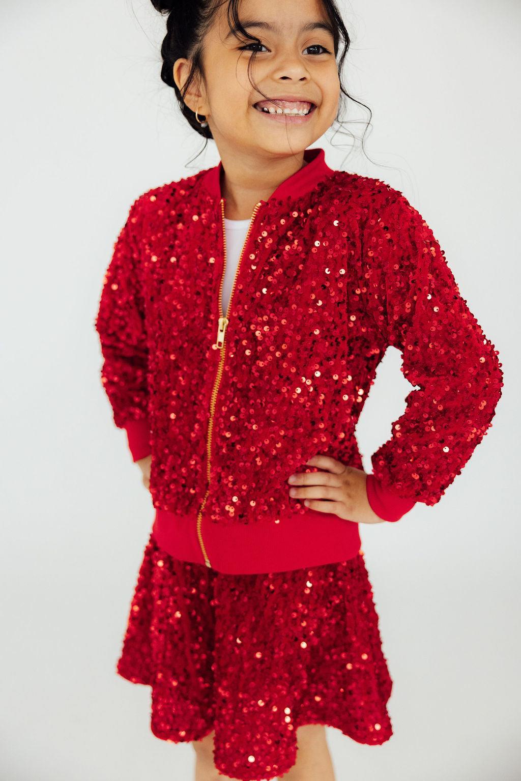 Red Velvet Sequin Twirl Skort 5