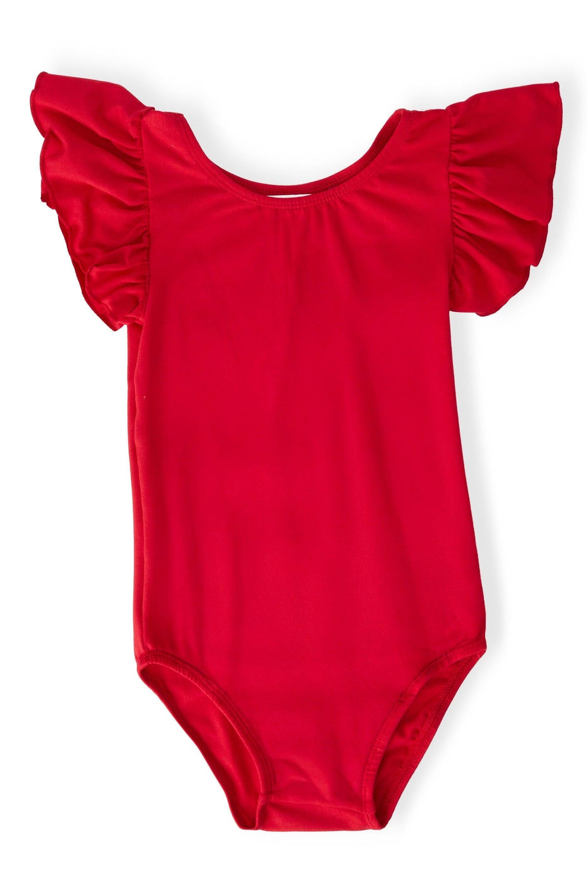 Red S/S Flutter Sleeve Leotard 1