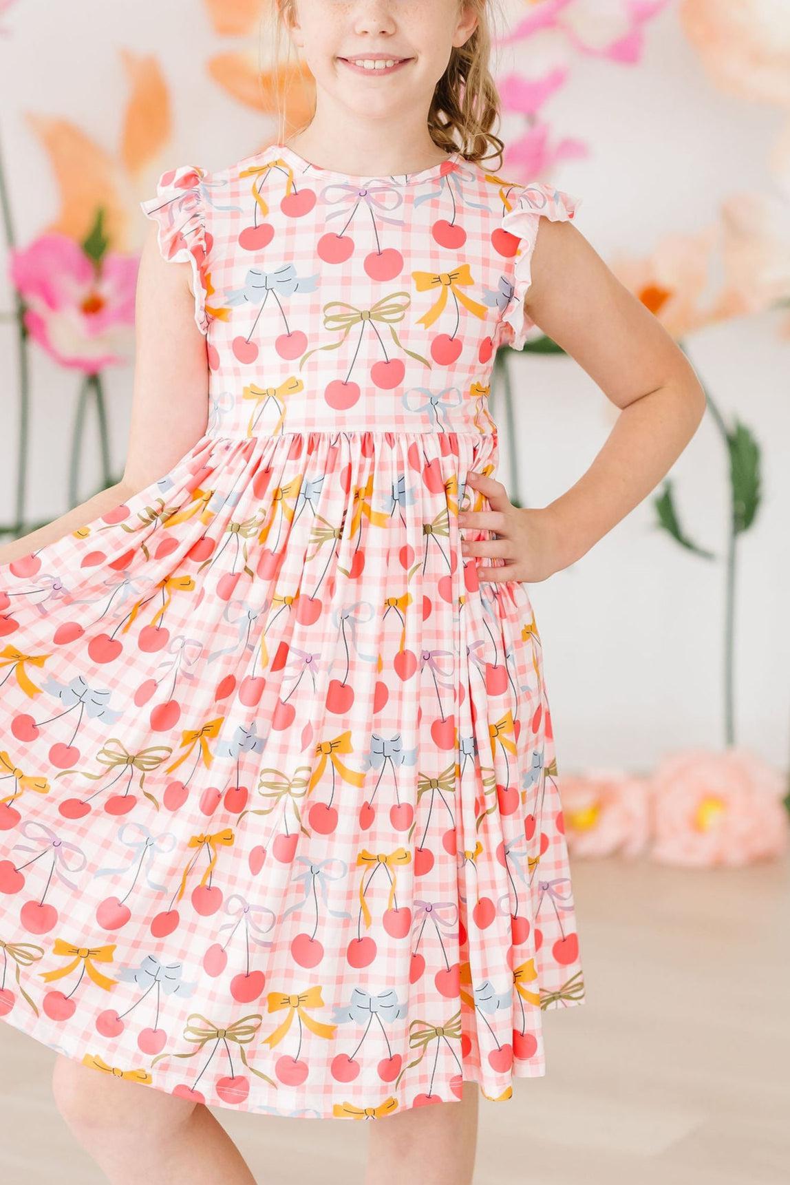 Retro Picnic Flutter Sleeve Twirl Dress 4