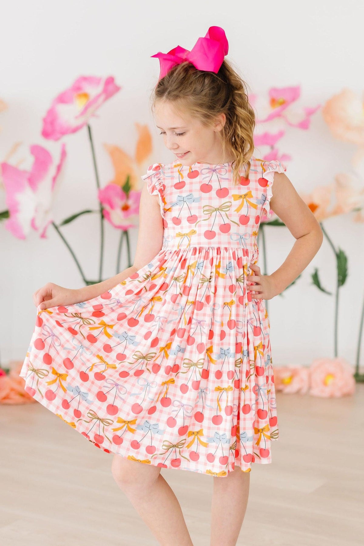 Retro Picnic Flutter Sleeve Twirl Dress 1