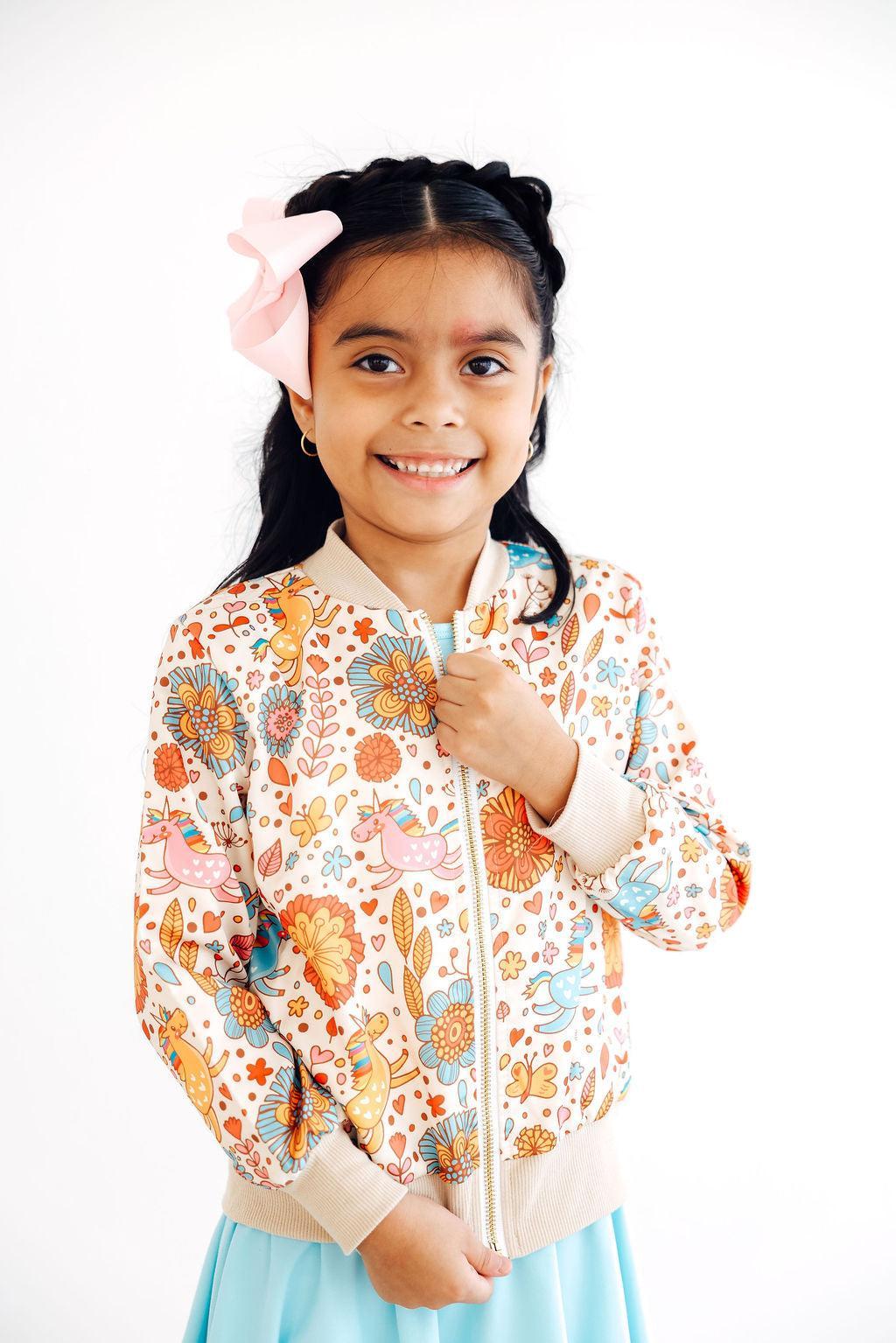 Retro Unicorns Satin Jacket 1