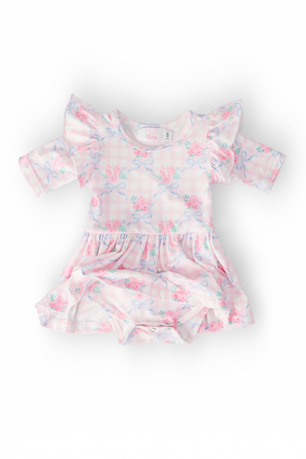 Ribbons & Roses 3/4 Sleeve Flutter Twirl Bodysuit 2