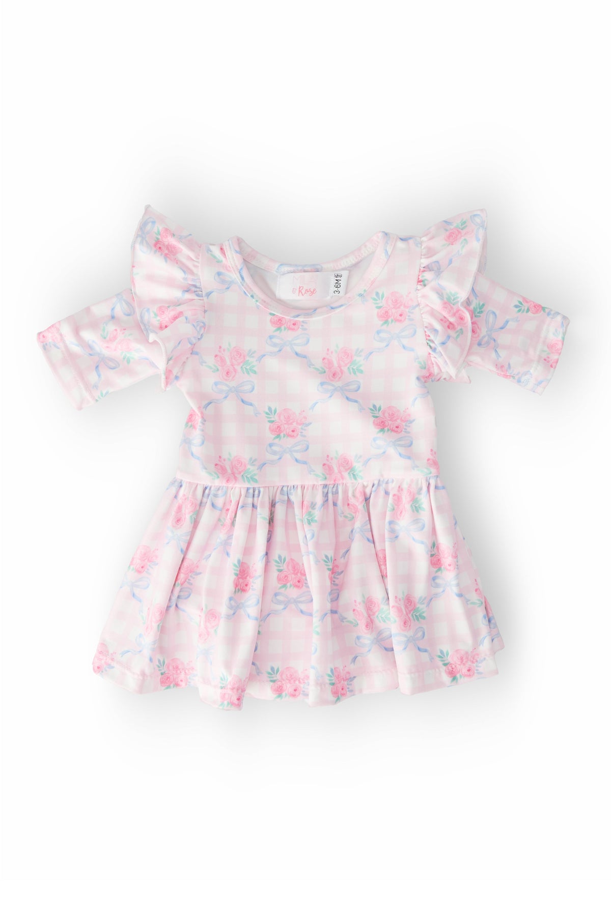Ribbons & Roses 3/4 Sleeve Flutter Twirl Bodysuit 1