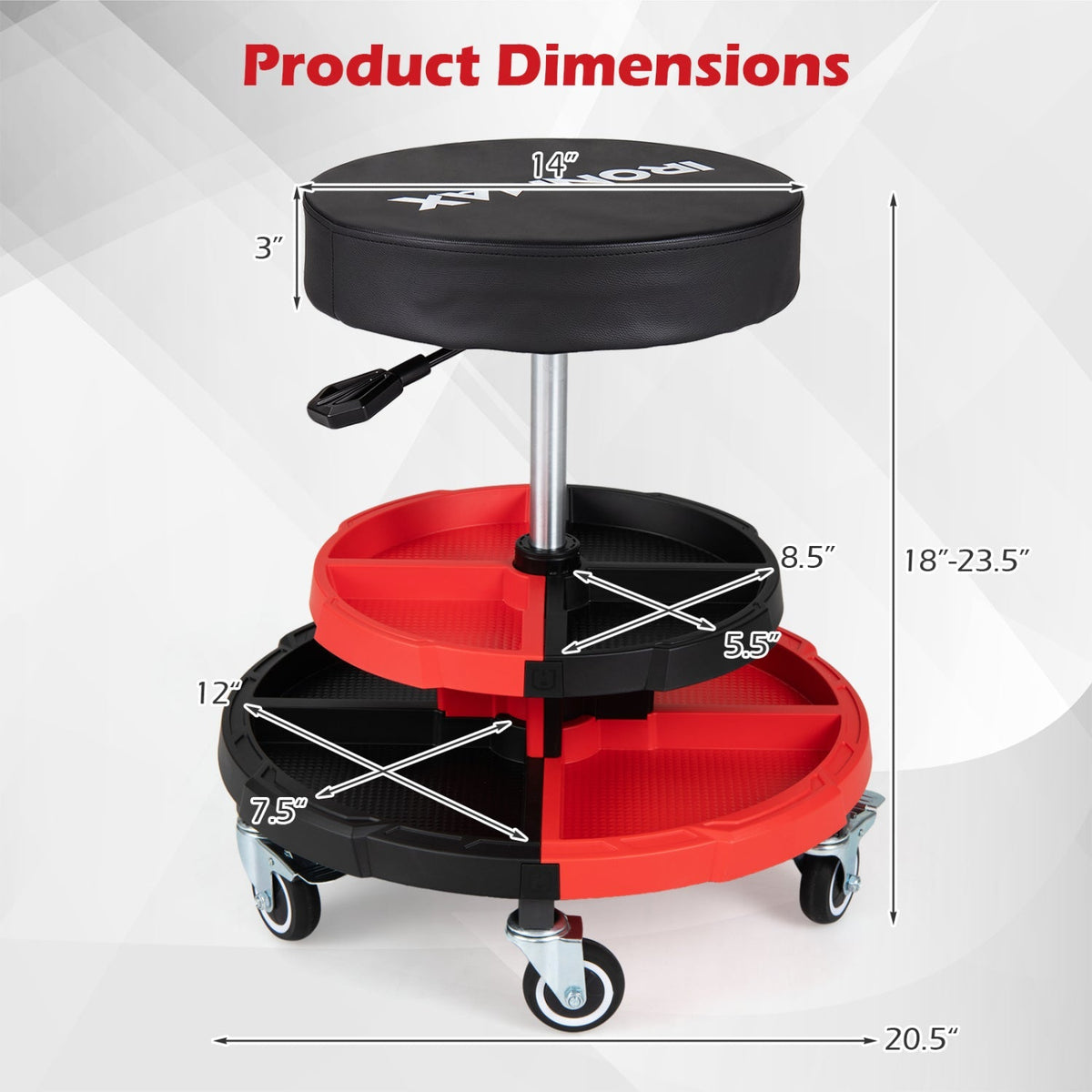 Rolling Mechanic Stool with Adjustable Height and Tool Trays 5