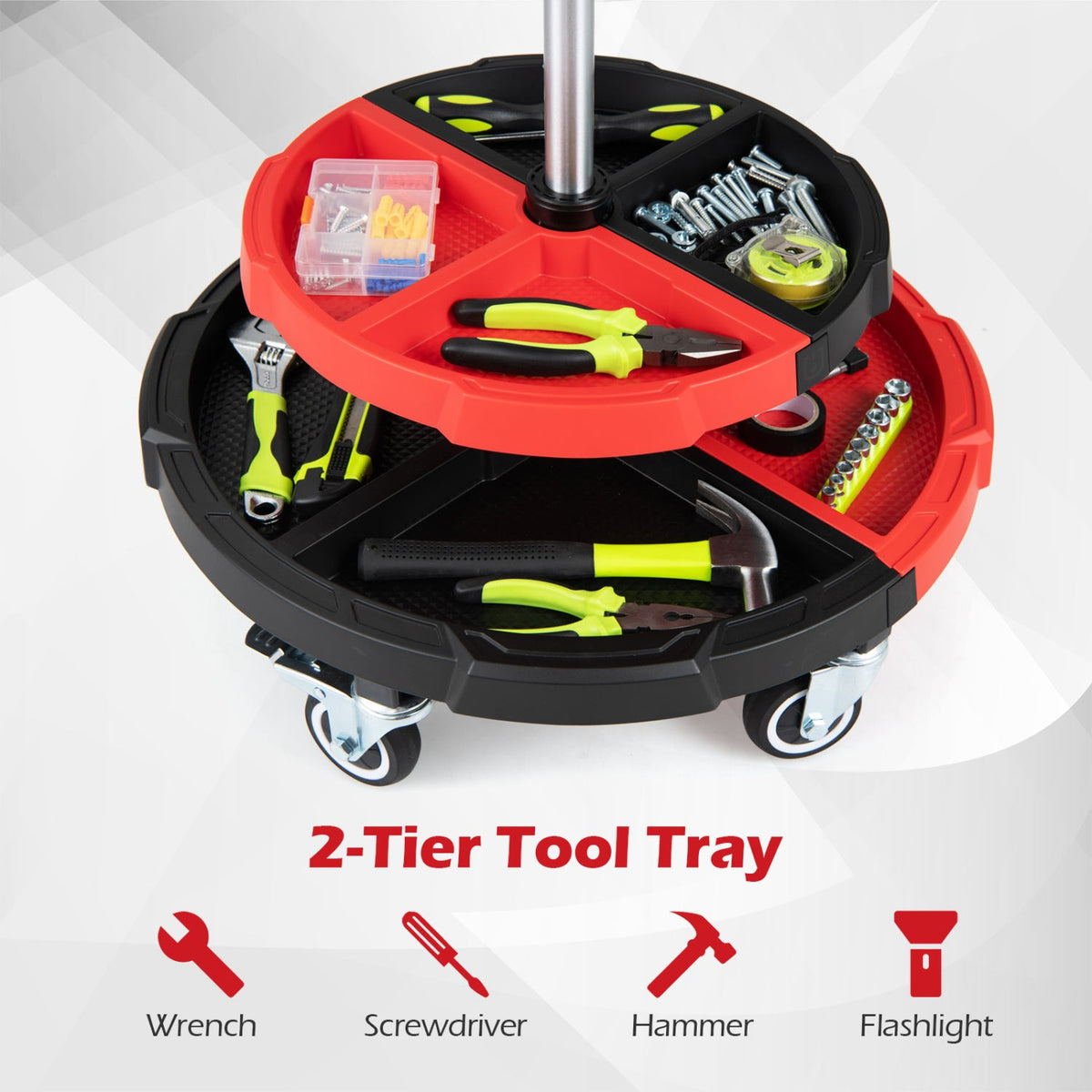 Rolling Mechanic Stool with Adjustable Height and Tool Trays 7