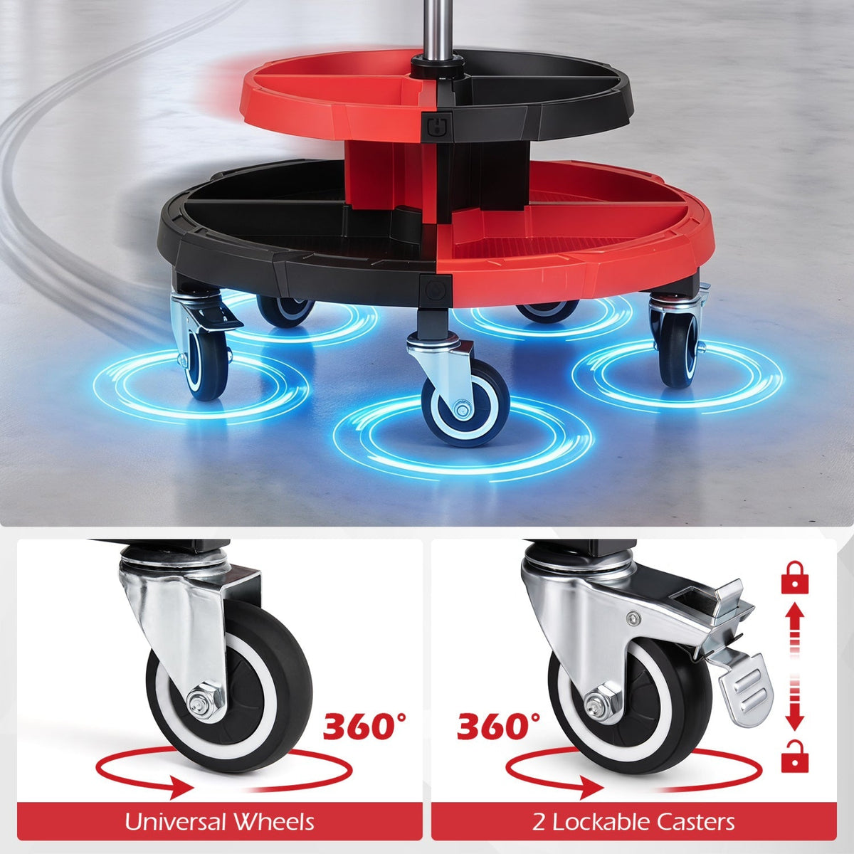 Rolling Mechanic Stool with Adjustable Height and Tool Trays 8