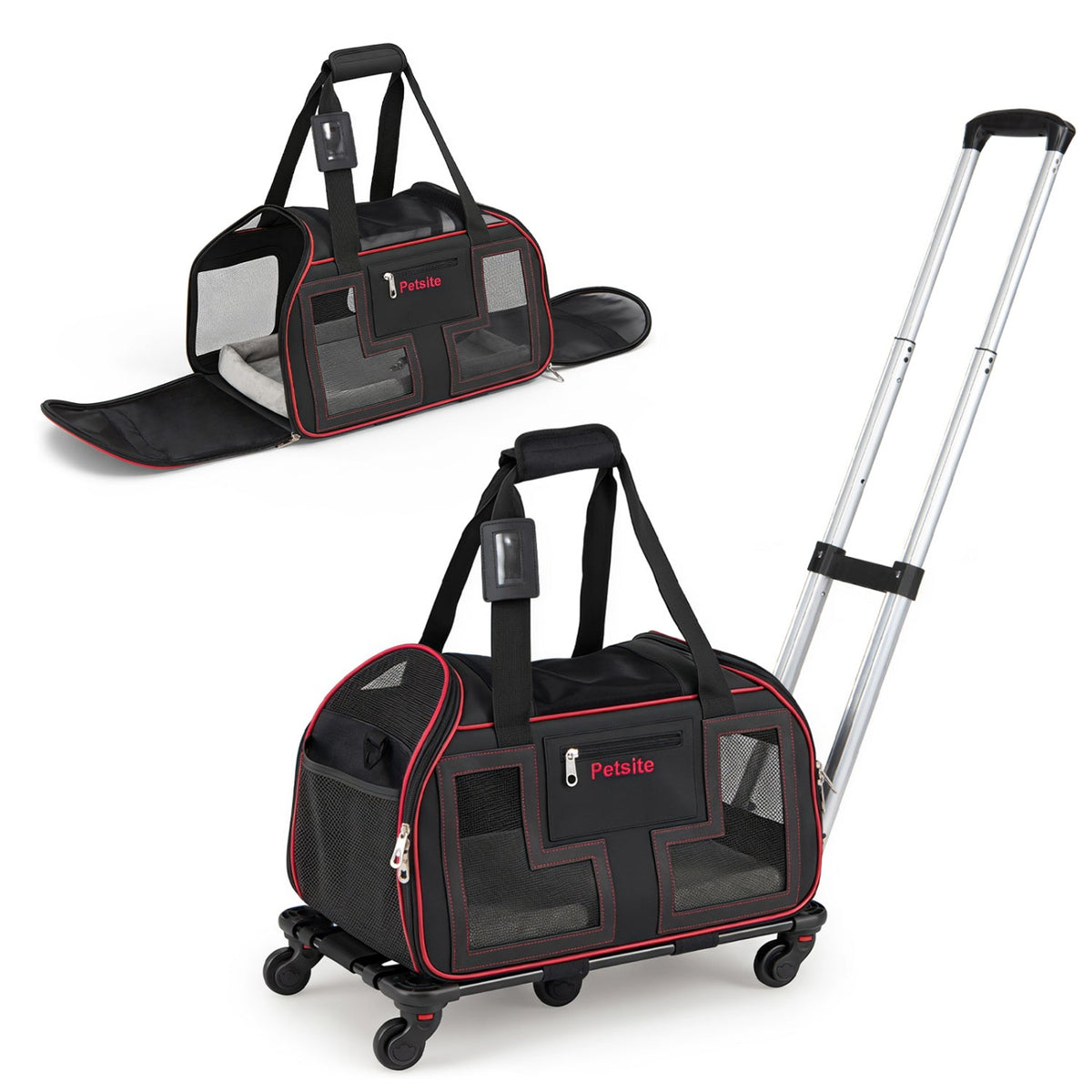 Rolling Pet Carrier with Wheels & Telescopic Handle 5