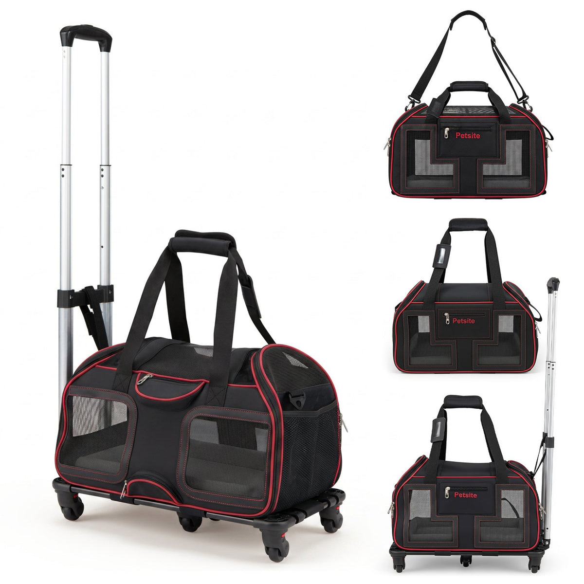 Rolling Pet Carrier with Wheels & Telescopic Handle 6