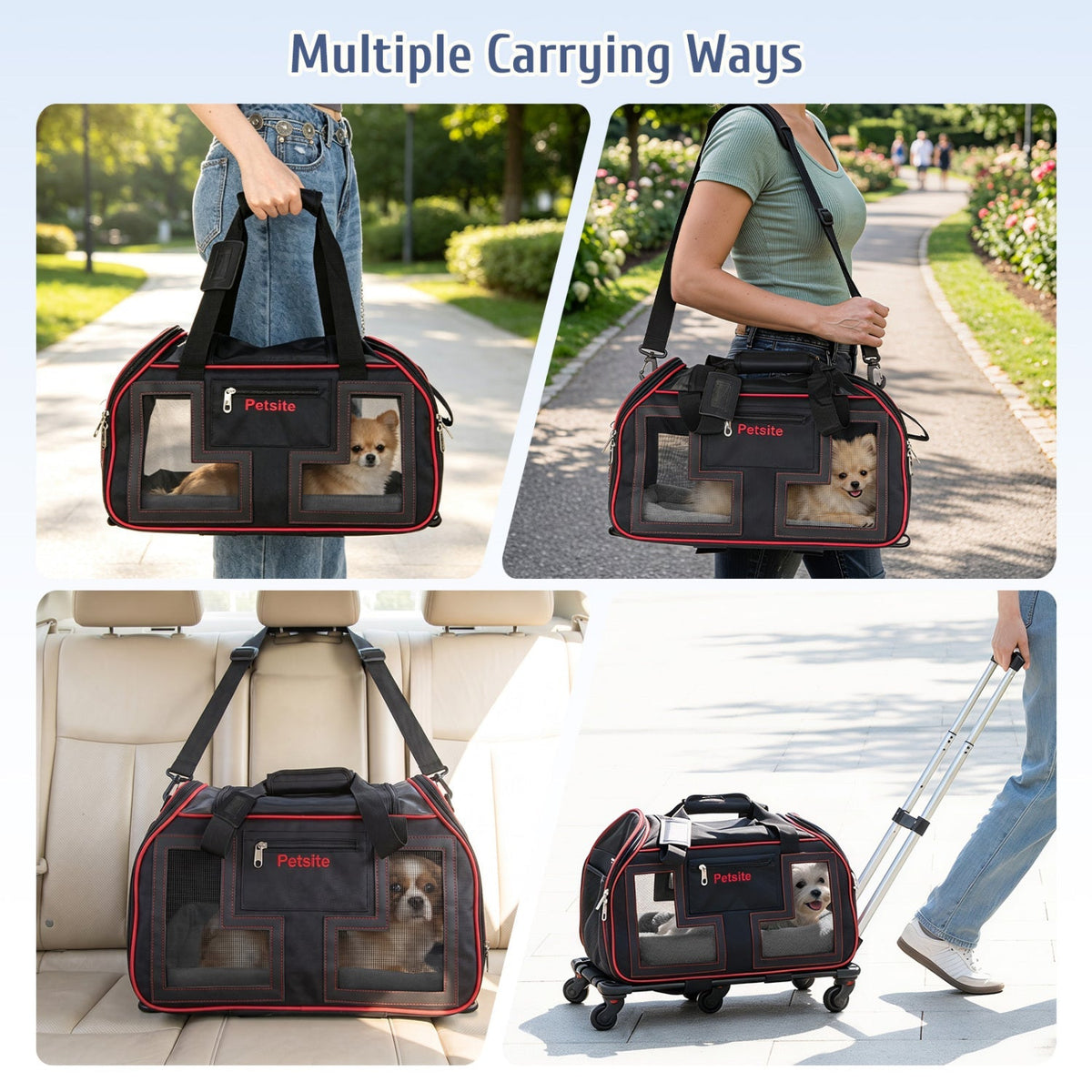 Rolling Pet Carrier with Wheels & Telescopic Handle 8