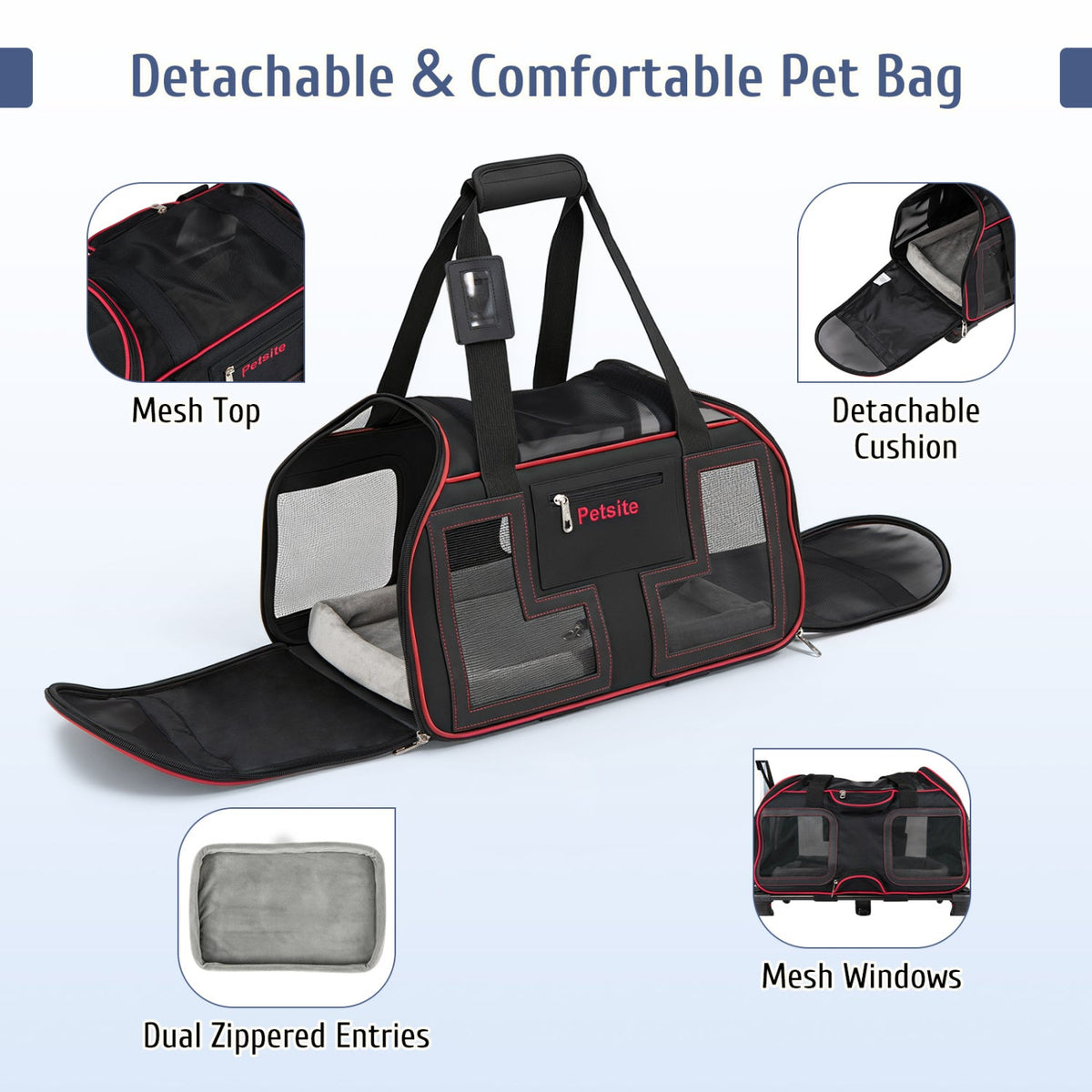 Rolling Pet Carrier with Wheels & Telescopic Handle 9
