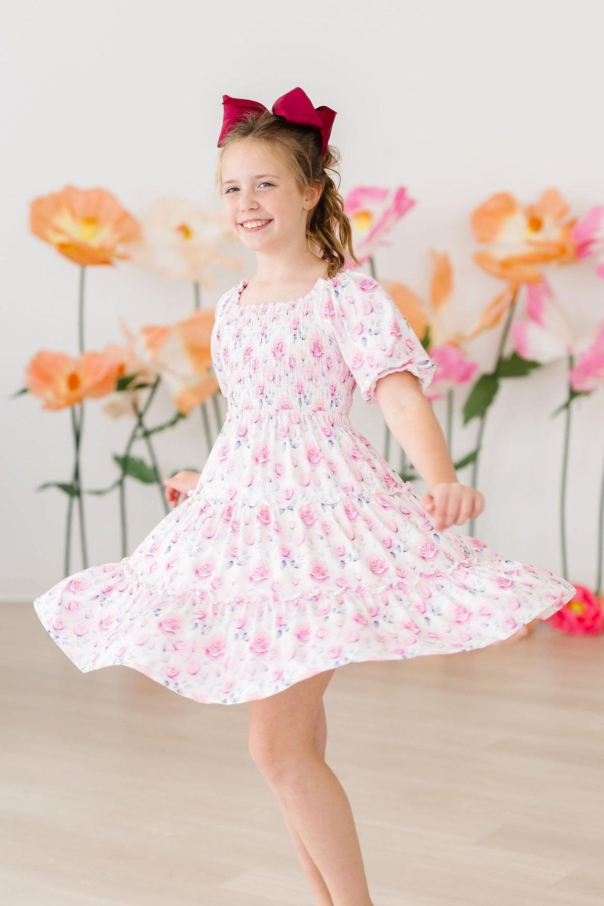 SALE Rose Garden Smocked Ruffle Dress 4