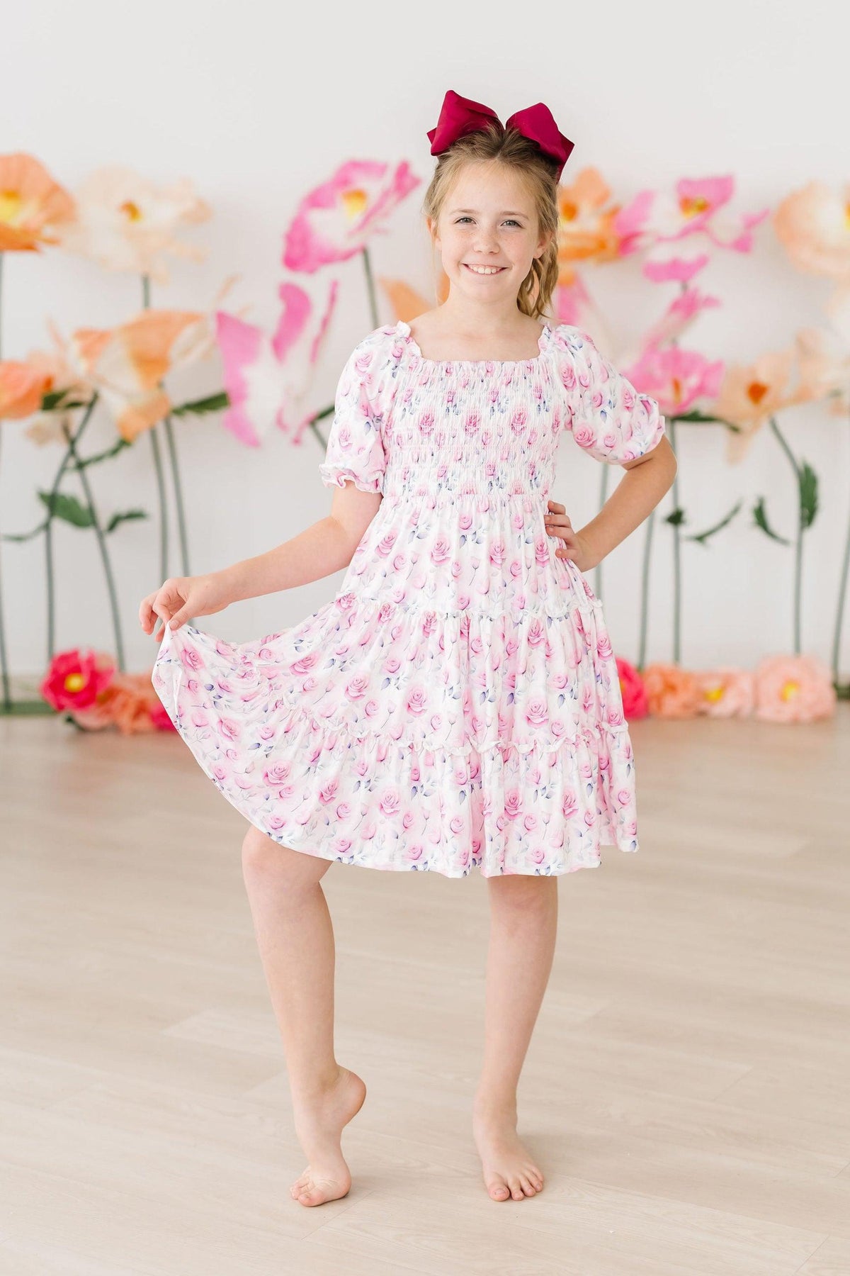 SALE Rose Garden Smocked Ruffle Dress 8