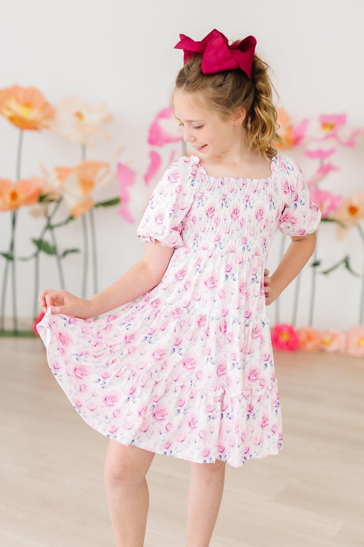 SALE Rose Garden Smocked Ruffle Dress 1
