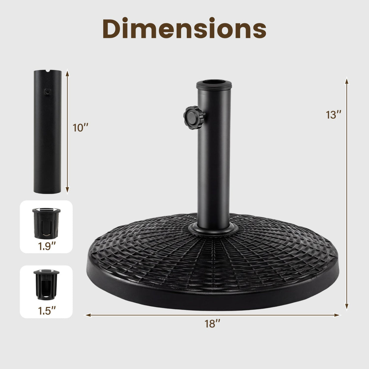 Patio Umbrella Base 22 lbs Resin Wicker Style 3