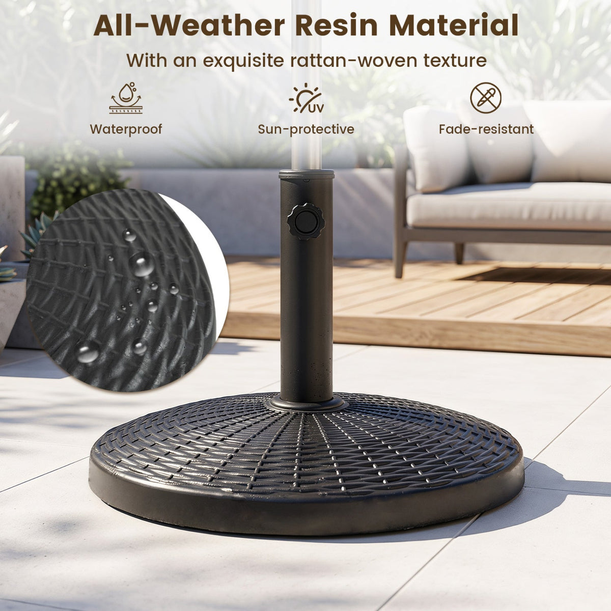 Patio Umbrella Base 22 lbs Resin Wicker Style 6