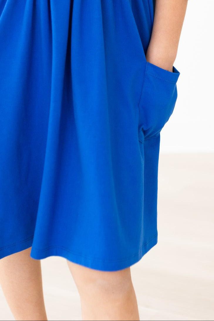 Royal Blue 3/4 Sleeve Pocket Twirl Dress 4