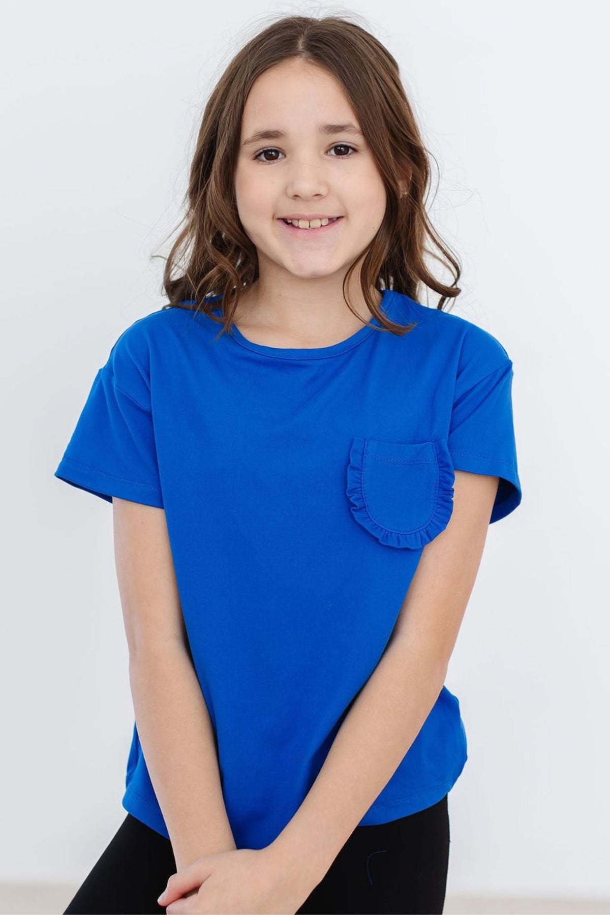 Royal Blue Ruffle Pocket Tee 3
