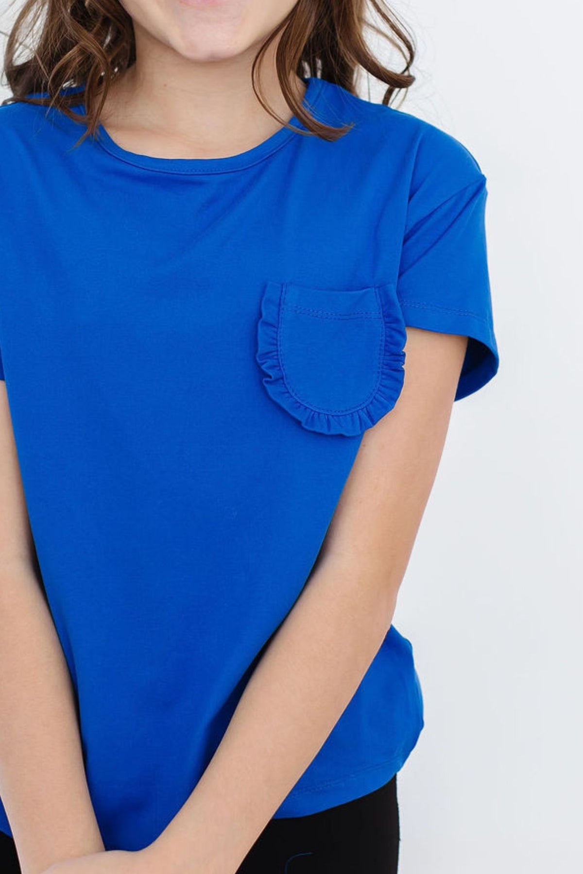 Royal Blue Ruffle Pocket Tee 4