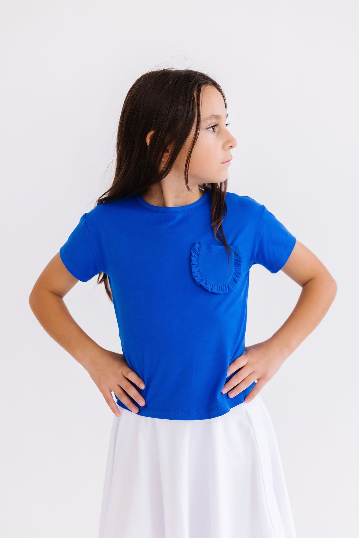 Royal Blue Ruffle Pocket Tee 5