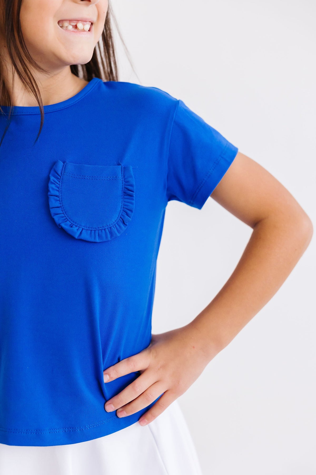 Royal Blue Ruffle Pocket Tee 2