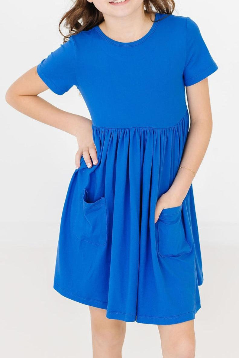 Royal Blue S/S Pocket Twirl Dress 2