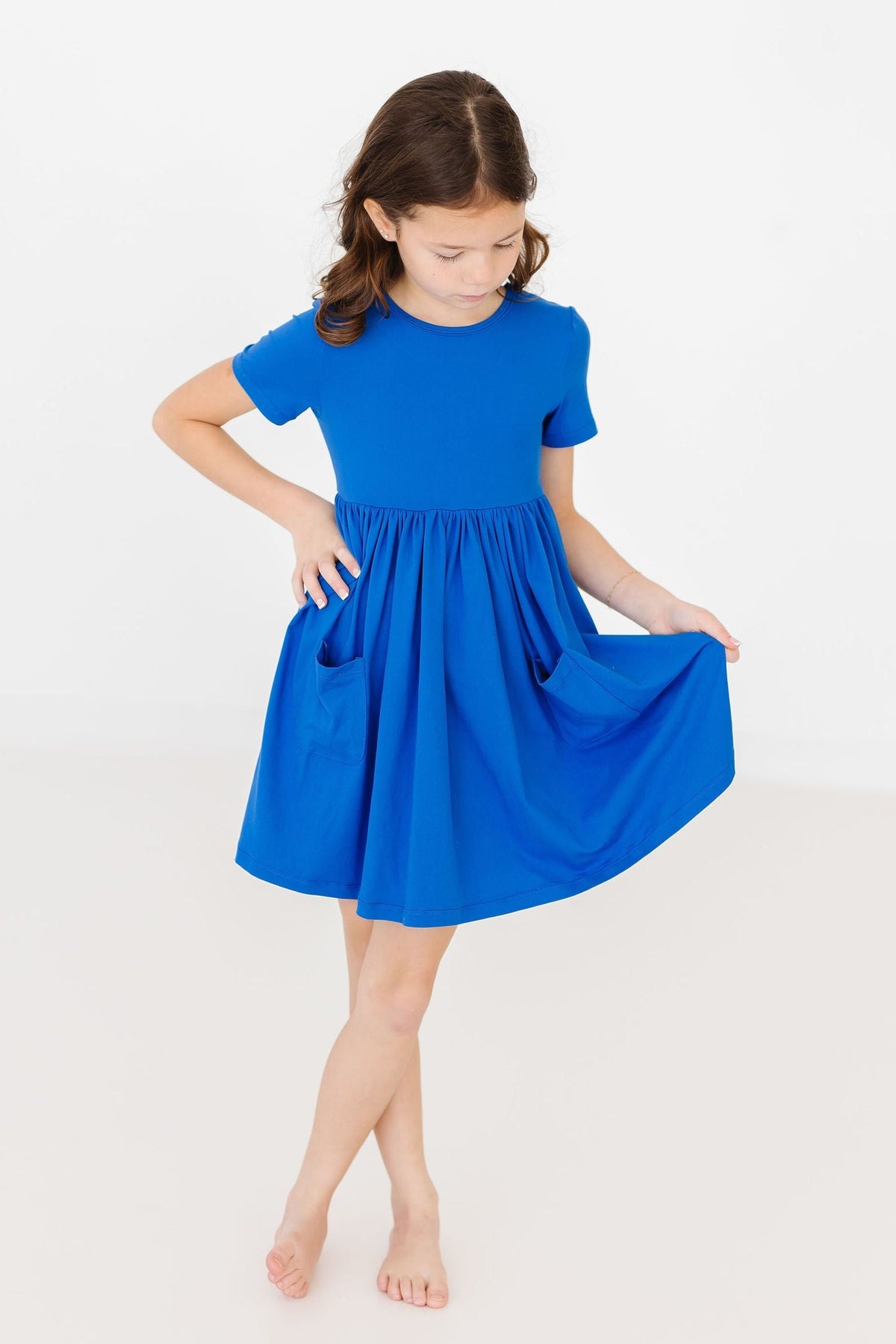 Royal Blue S/S Pocket Twirl Dress 1