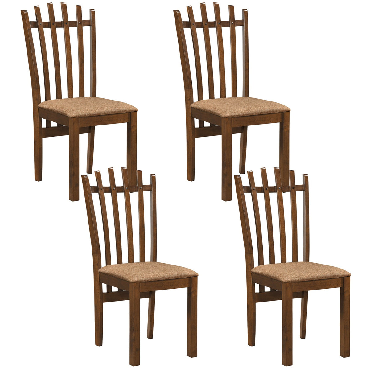 Rubber Wood Dining Chairs Set of 4 with Cushioned Seats 3