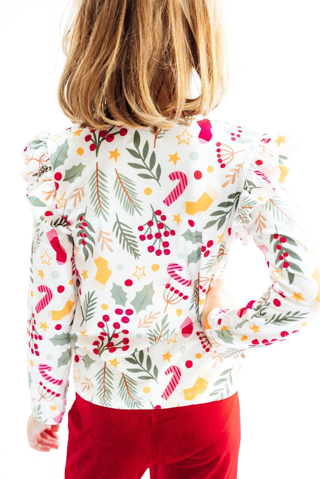 Holly Jolly Christmas L/S Ruffle Tee 7