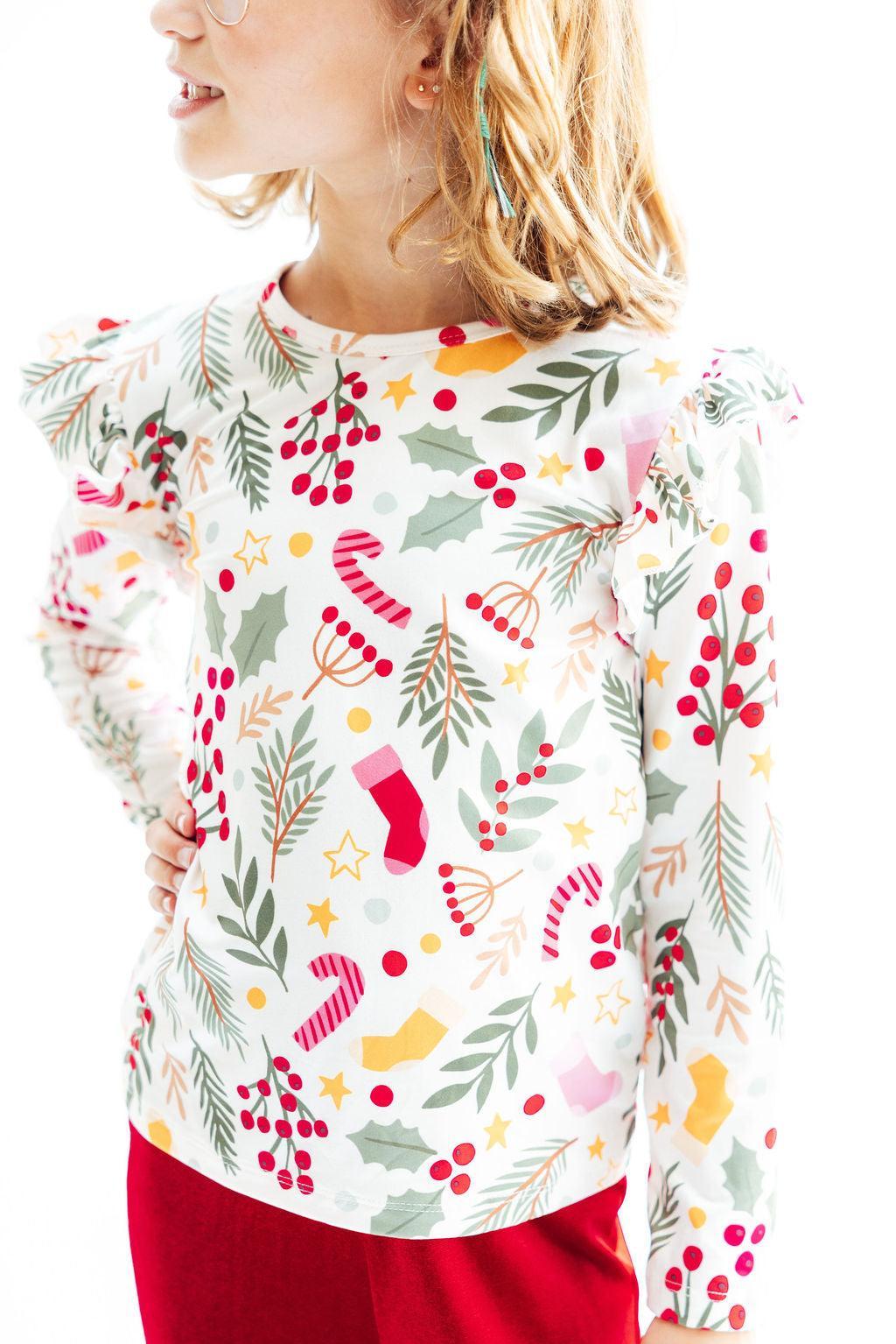Holly Jolly Christmas L/S Ruffle Tee 2