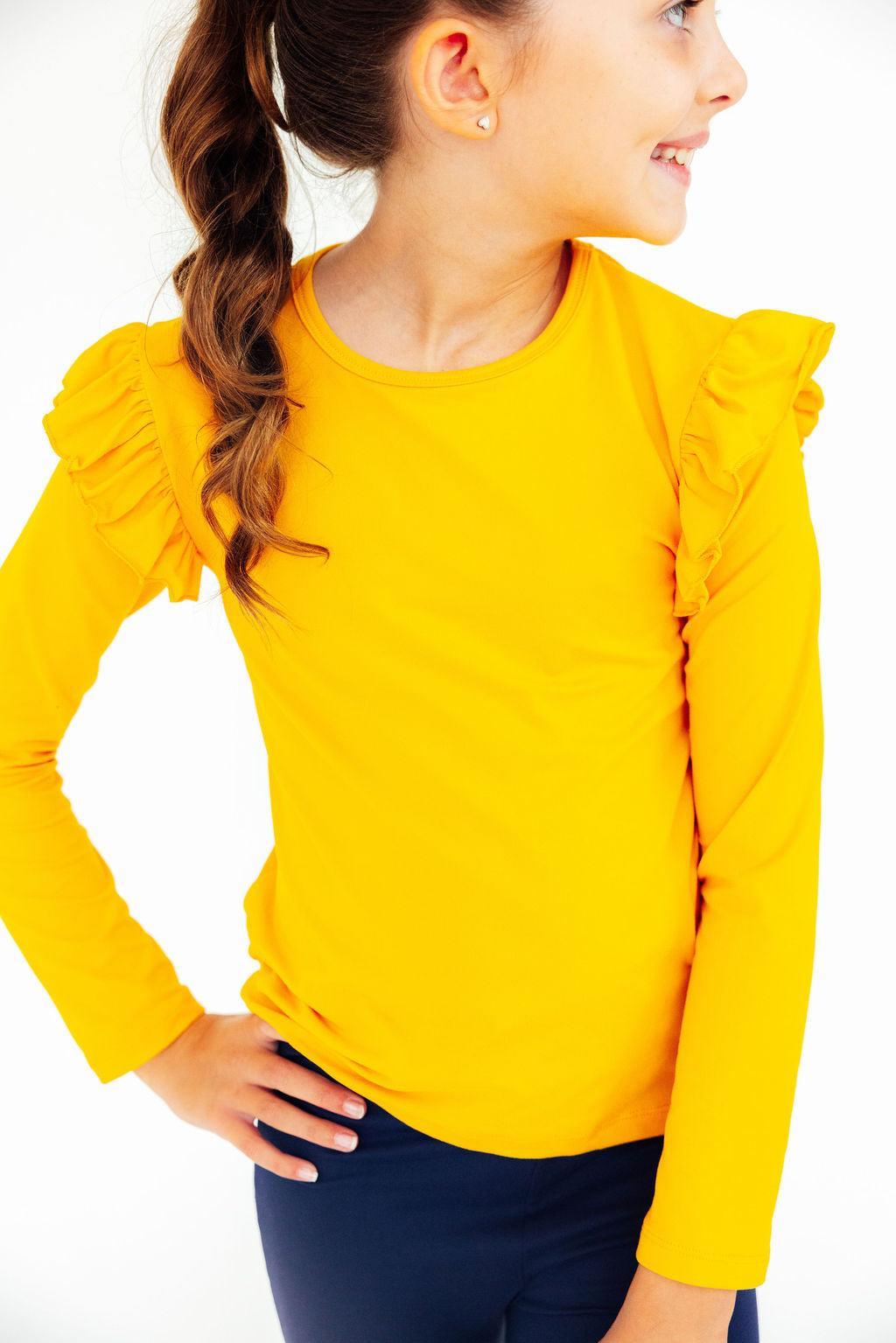 Mustard L/S Ruffle Tee 3