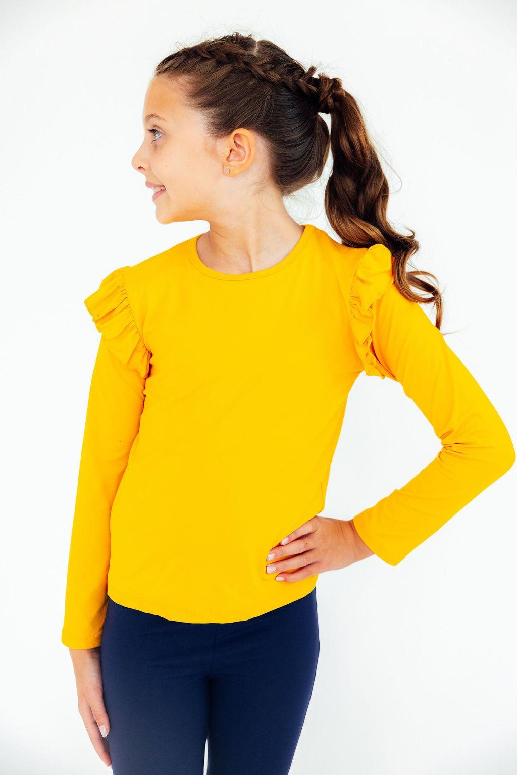 Mustard L/S Ruffle Tee 5