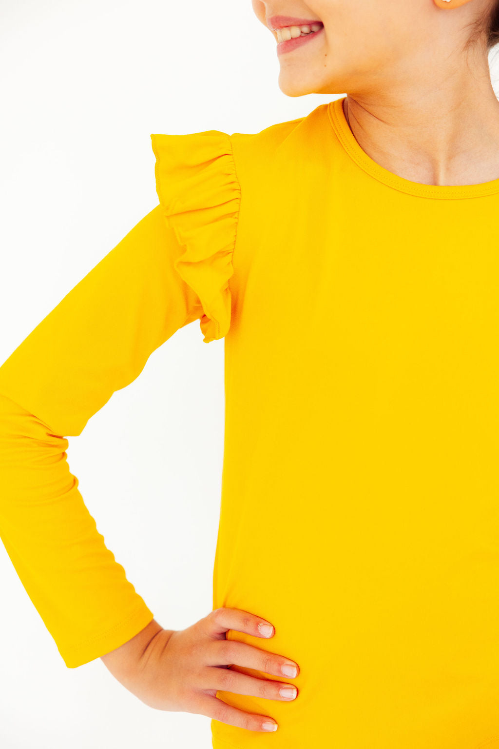 Mustard L/S Ruffle Tee 2