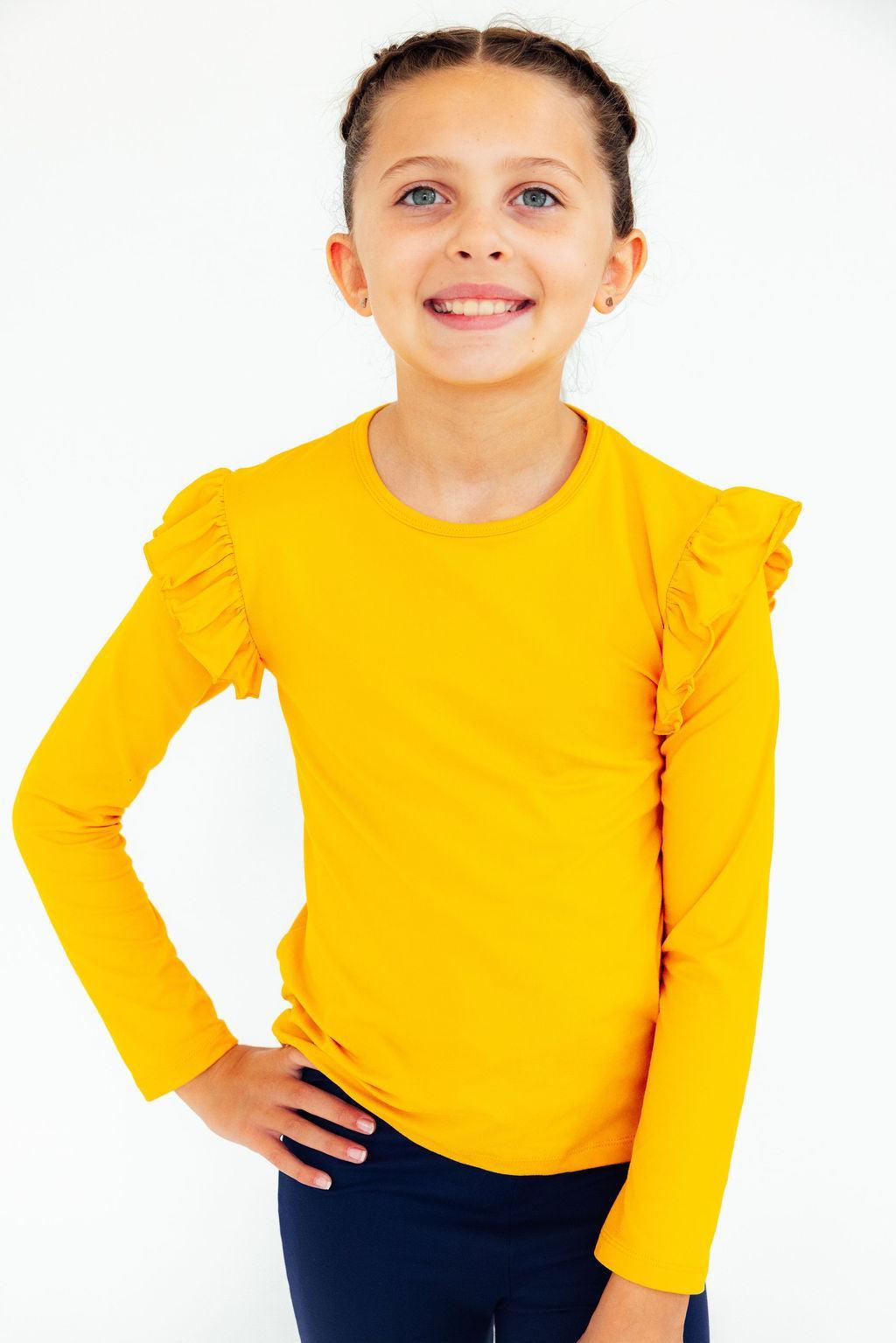Mustard L/S Ruffle Tee 4