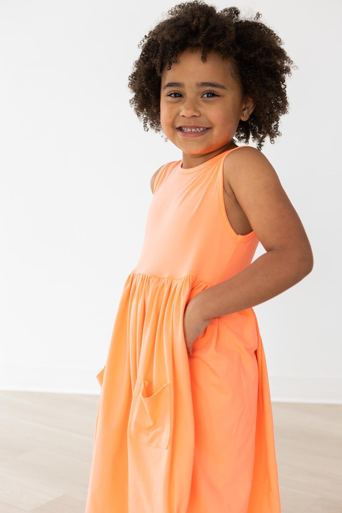 Neon Coral Tank Pocket Twirl Dress 6
