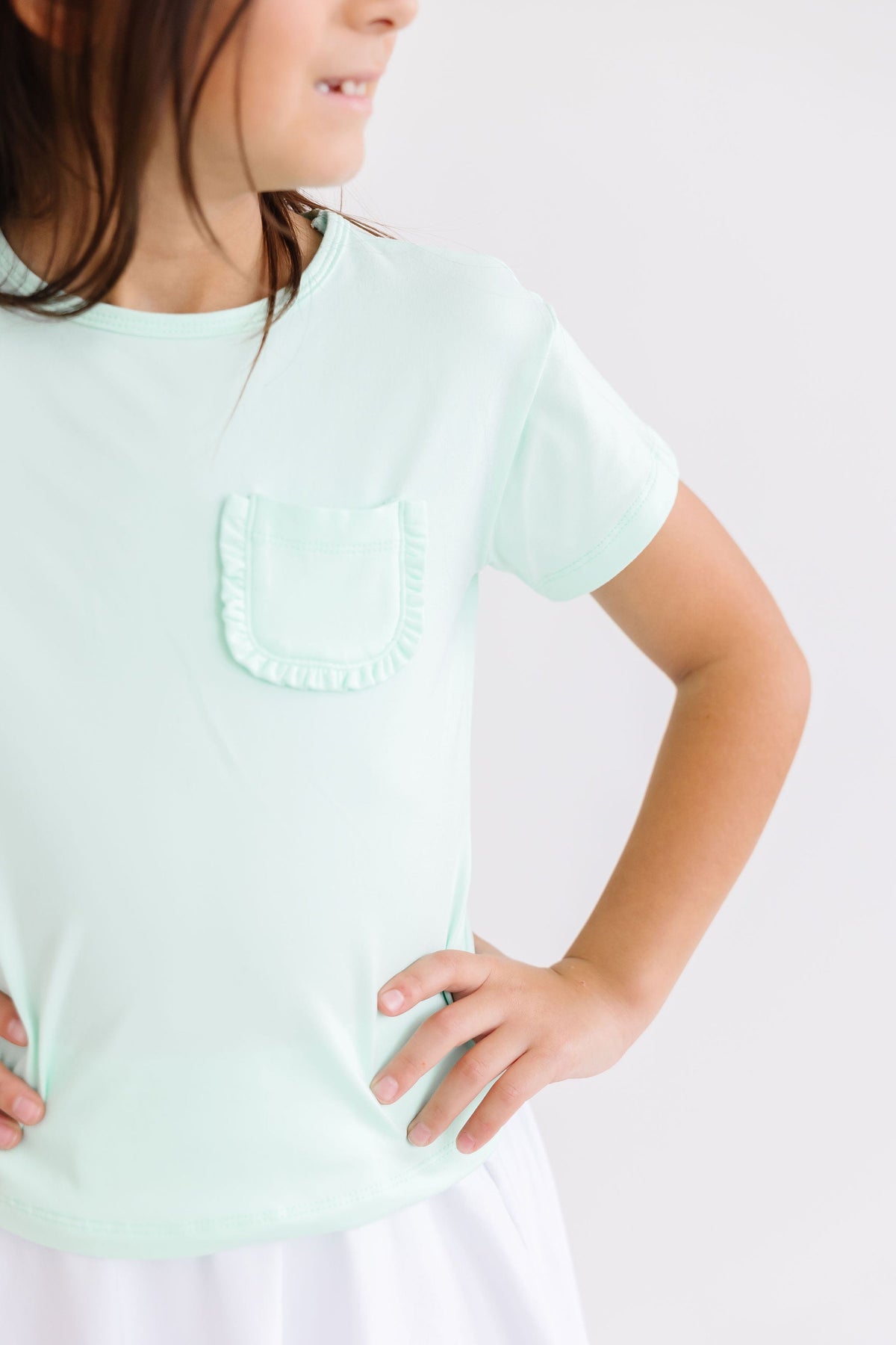 Pastel Green Ruffle Pocket Tee 4