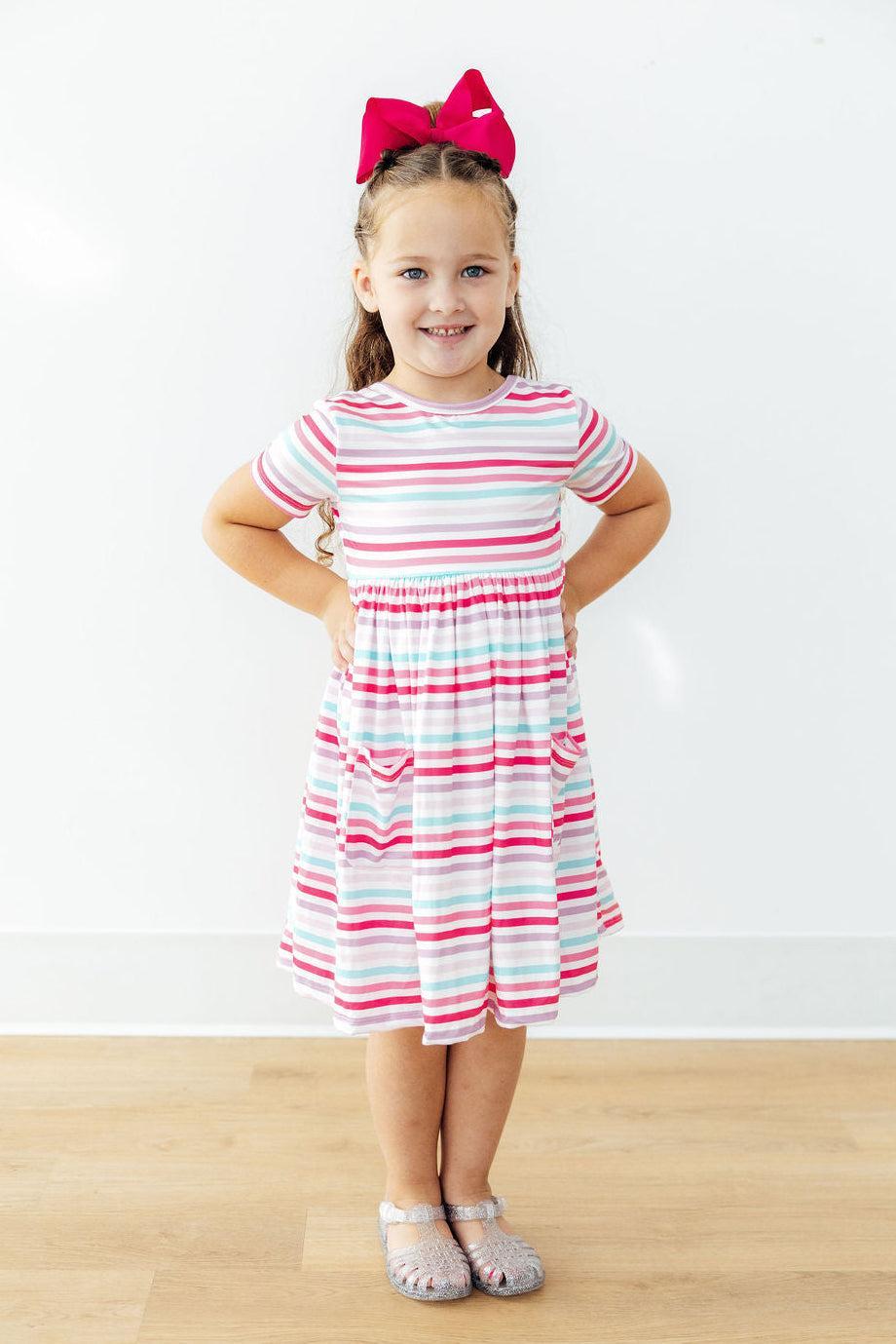 Pastel Stripes S/S Pocket Twirl Dress 4