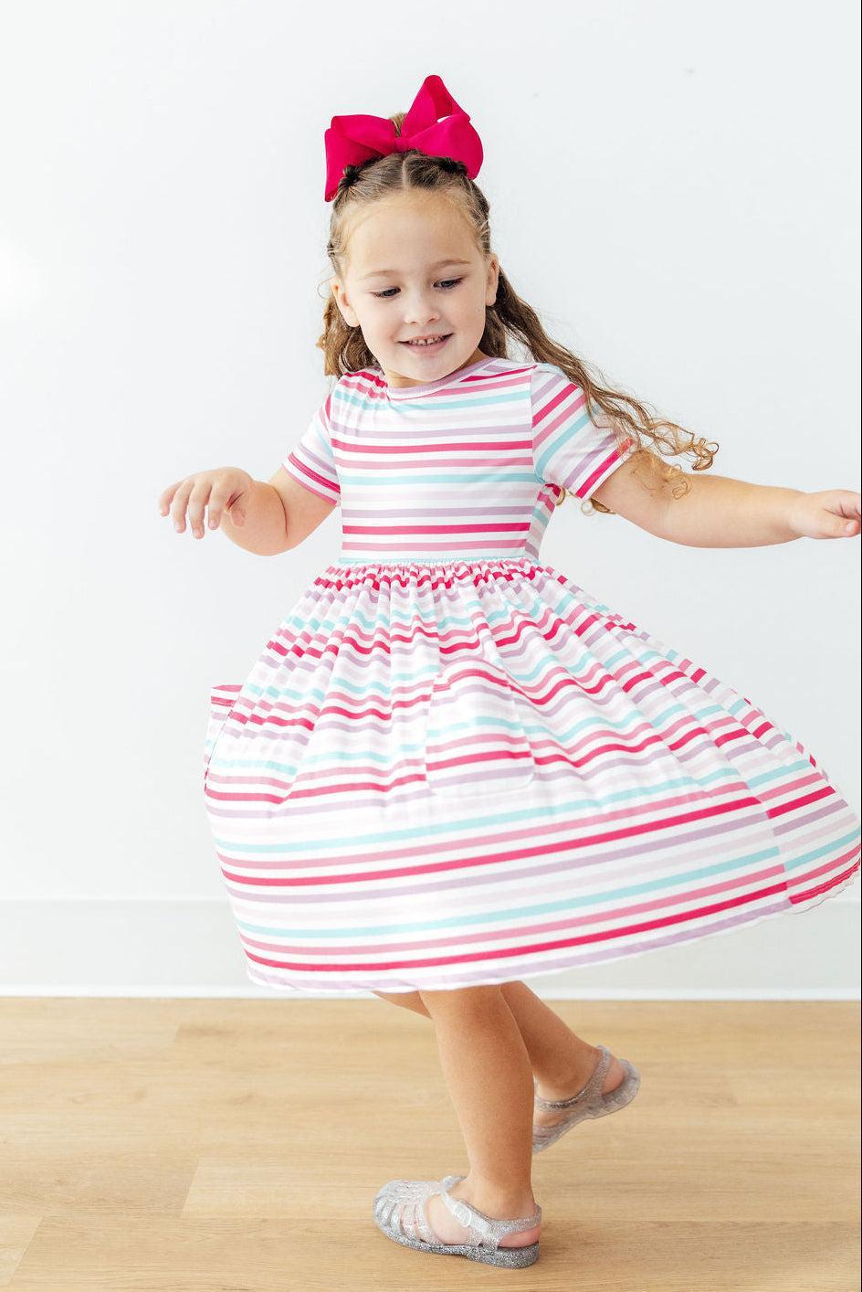 Pastel Stripes S/S Pocket Twirl Dress 6