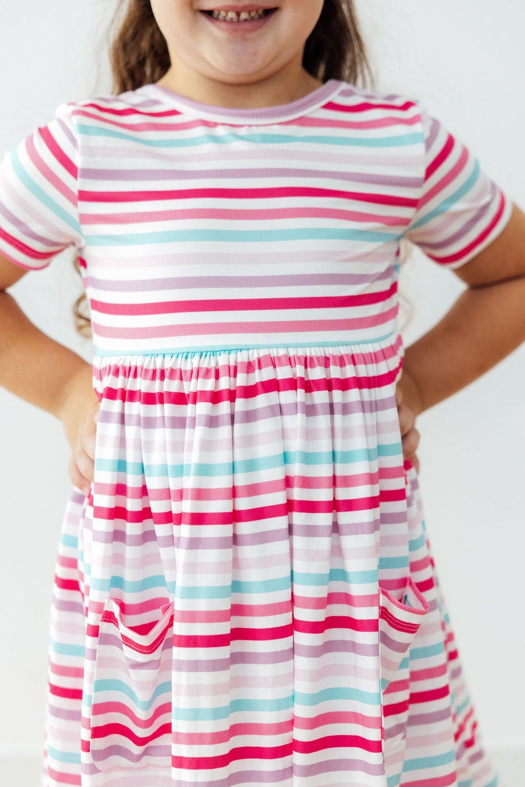 Pastel Stripes S/S Pocket Twirl Dress 5