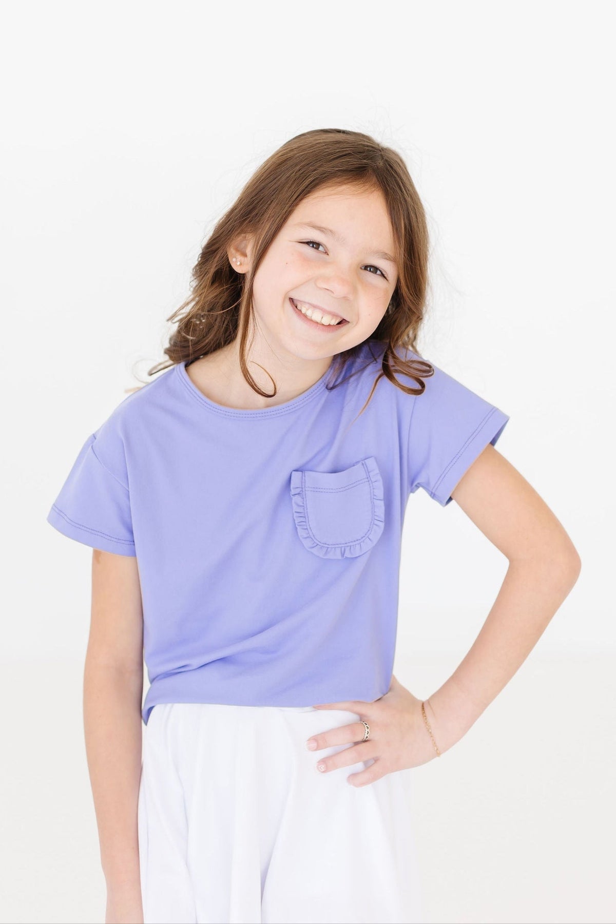 Periwinkle Ruffle Pocket Tee 5